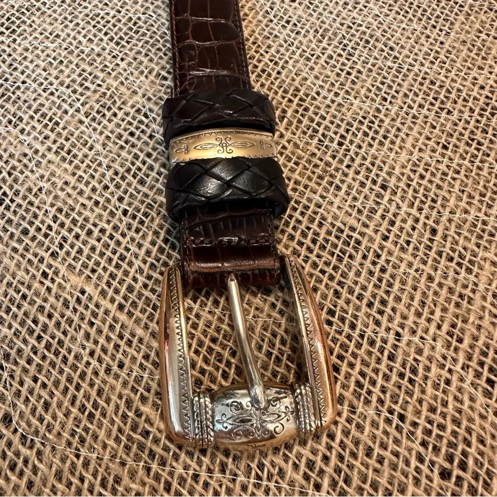 Brighton Small Belt Silver Buckle‎ Alligator stamped texture Excellent Condition